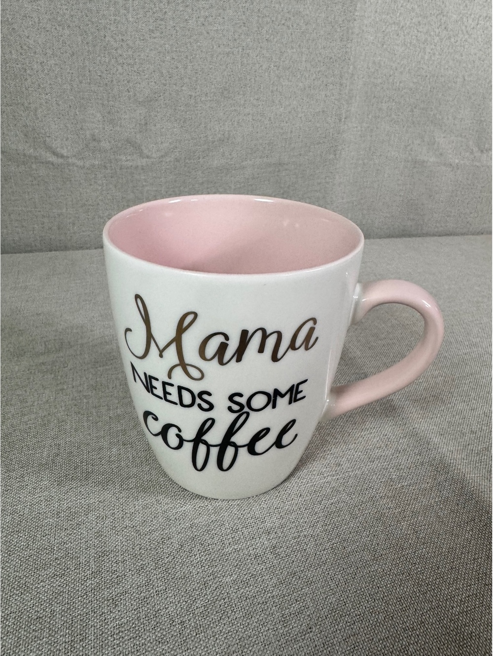 Threshold Porcelain Coffee Mug with Pink Interior and Handle, "Mama Needs Some ☕